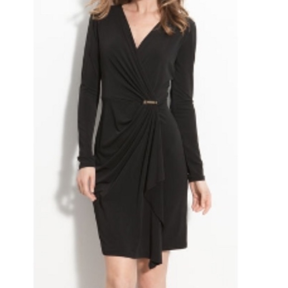 Michael Kors Black Faux Wrap Dress